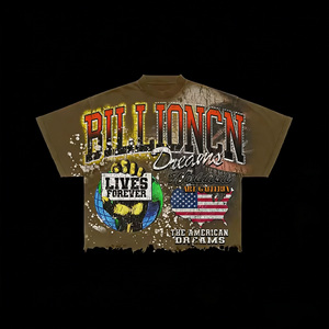 Camisetas de Verano de Manga Corta de Seda/Algodón con Estampado de Alta Calidad para Hombre en Talla Grande - Product Image 1