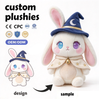 Peluche personnalisée Lapin Sorcier avec Chapeau de Lune et Cape Étoilée, Lapin Hétérochrome en Peluche Certifié CE CPC EN71