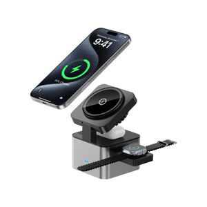 Estación de Carga Inalámbrica Magnética <span class=keywords><strong>3</strong></span> en 1 Portátil, Base de Carga Rápida Plegable para iPhone, Reloj Inteligente y Auriculares, Esenciales de Viaje - Product Image 2
