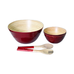 Viet Nam Natural Living Handcrafted <b>Bamboo</b> Salad Bowls Painted <b>Craft</b> Technique - Product Image 1