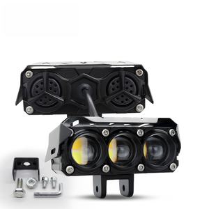 Feux de route/croisement avant à 3 lentilles pour moto, projecteurs auxiliaires LED jaunes et blancs en aluminium, éclairage de travail avec ventilateur pour remorque et camion - Product Image 1