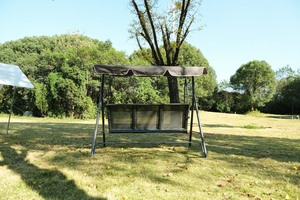 Hiện Đại 2 Chỗ Ngồi Ngoài Trời Sân Vườn Patio Đu Tàu Trượt Đệm Kim Loại Võng Ghế Cho Hiên Hoặc Bãi Biển Đồ Nội Thất - Product Image 3