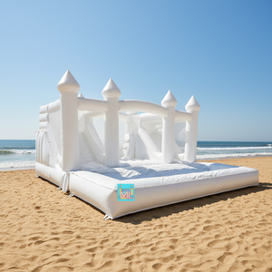 Château Gonflable Blanc pour Location de Fêtes, Structure Gonflable avec Piscine, Château Gonflable Blanc Pastel avec Piscine à Balles - Product Image 3