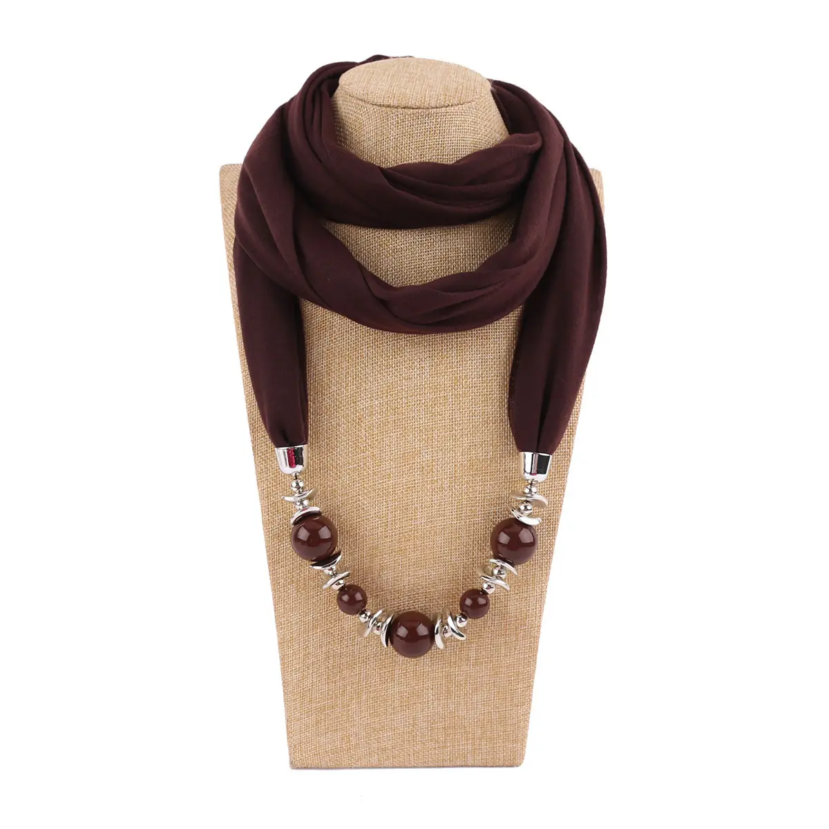 Modedesigner Schal Ethnischer Chiffon Massiver Kragen Quaste Wunderschöne Perlen Anhänger Schmuck Halskette Schal Frauen Schal Schals