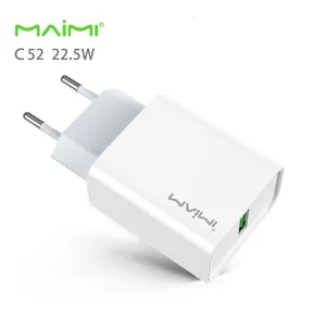 Miami C52 22.5W ab hızlı şarj cihazı/QC3.0 akıllı telefon için hızlı şarj cihazı/USB duvar adaptörü/güç kaynağı adaptörü