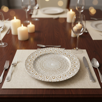 Assiettes de présentation de luxe en plastique de 13 pouces de haute qualité, motif personnalisé pigmenté, durables et réutilisables, idéales pour mariages et anniversaires