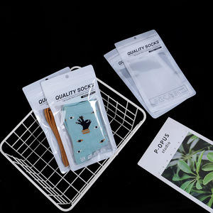 Sacchetti Bianchi Opachi Personalizzati con Stampa, Buste Piatte con Cerniera Trasparente su un Lato <span class=keywords><strong>per</strong></span> Imballaggio di Calzini, <span class=keywords><strong>Indumenti</strong></span> e Vestiti - Product Image 1