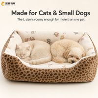 Lit pour animaux de compagnie en velours de lait, facile à nettoyer, motif à carreaux de dessin animé, pour chats d'intérieur et chiots, vente en gros OEM
