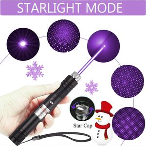 Pointeur laser, pointeur laser violet, lampe indicatrice, pointeur laser longue portée pour la randonnée, lampes de poche rechargeables par USB - Product Image 6