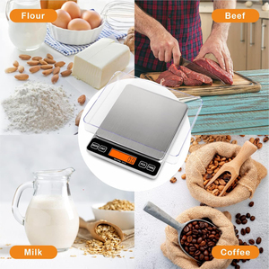 Balances <span class=keywords><strong>à</strong></span> gramme alimentaire alimentées par USB avec deux plateaux de pesée Balance de cuisine numérique 500g/0.01g 3000g/0.1g écran LCD <span class=keywords><strong>plus</strong></span> grand pour la cuisson - Product Image 4