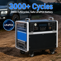 Estación de Energía Solar Portátil de 2000W/5000W con Controlador MPPT, Linterna, Carga para Automóvil, para Interiores y Exteriores, LiFePO4, con Panel Solar