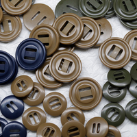 Kancing Pakaian Plastik Resin Bulat 2 Lubang Berkualitas Tinggi 28MM Warna Hijau Khaki Biru Pola Persegi Panjang Ramah Lingkungan Kancing Webbing