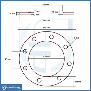 Junta Plana de 8 Orificios para Calderas de Sistema Solar Térmico Aton de 140 mm, Grado Alimenticio, Resistente al Calor, Hecha de PTFE, Caucho y EPDM - Product Image 2