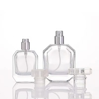 Botella de Perfume de Vidrio con Pulverizador, Vacía, de Lujo, Cuadrada, Recargable, 30ml 50ml 100ml, con Tapón de Goma y Serigrafía, Venta al Por Mayor