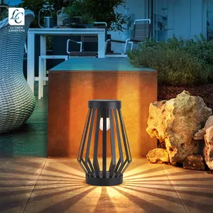 Tuin Zonne-Lantaarns Black Metal Vintage Warm Wit Led Waterdichte Landschapsverlichting Voor Tuin Tuin