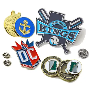 No Minimum Custom Enamel Sports Enamel Pin Golf Ball Marker Metal Hat Pin 360 Degree Rotatable Baseball Hat Pins for Team