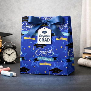 Graduation Happy Gift Packaging <b>Paper</b> Blue Bachelor Cap Star <b>Pattern</b> Gift Packaging <b>Paper</b> Original Design Customizable - Product Image 4