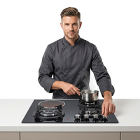 Table de cuisson hybride encastrable 4 feux avec 3 brûleurs à gaz et 1 zone à induction en verre noir