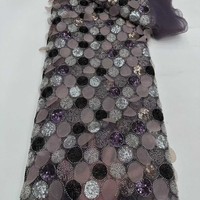 Nouveau tissu en dentelle à sequins de style européen, américain et moyen-oriental, 100 % polyester, populaire, avec broderie laser grande et petite pour chaussures