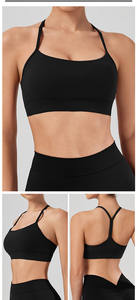 महिलाओं की y बैक स्पोर्ट्स ब्रा-पैडंड रैकिंग कम प्रभाव स्फेटी पतली स्ट्रैप कसरत योग - Product Image 4