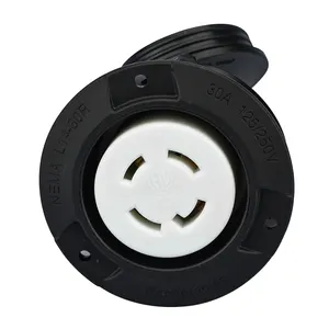 30Amp NEMA L14-30R Flanged Power Outlet Industrial Grade Locking Connector with Installing Screws, ETL Listed