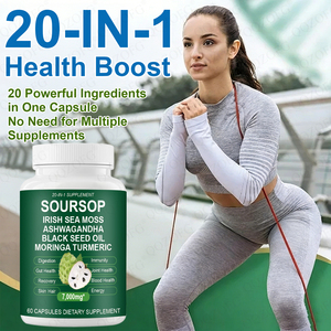 Soutien exclusif pour l'immunité, la digestion, les articulations, la peau, les cheveux et l'énergie : Capsules de mousse de mer irlandaise, Ashwagandha, huile de graines noires et graviola pour homme - Product Image 5