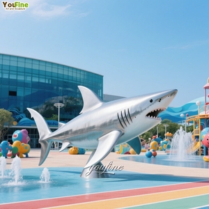 Statue de <span class=keywords><strong>requin</strong></span> en acier inoxydable sur le thème marin, sculpture en métal <span class=keywords><strong>requin</strong></span> - Product Image 6