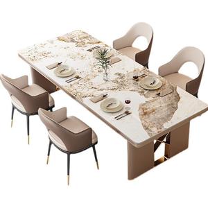 Juego de mesa de comedor de madera moderna y sencilla con 4 sillas para 6 muebles de lujo para el hogar para uso en restaurantes y apartamentos - Product Image 1