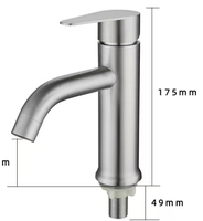 Robinet de lavabo en acier inoxydable massif, eau froide, finition brossée de qualité supérieure, pour projets