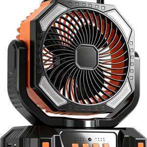 Ventilateur de camping portable rechargeable 10000 mAh avec télécommande, lumière LED, moteur sans balais, faible bruit 29 dB, utilisation extérieure - Product Image 1