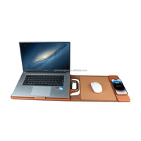 Nouvelle Housse de Protection 3-en-1 avec Recharge Sans Fil et Tapis de Souris en Cuir, Housse pour Ordinateur Portable et Tablette avec Recharge Sans Fil