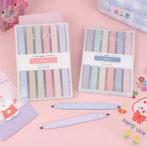 Double Tip Soft Tip Ästhetische Text marker für Journal Square Barrel Fluor scent Marker Stiftset