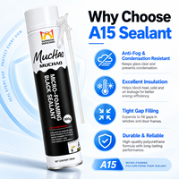 Scellant en mousse PU micro-moussante noire haute densité MUCHAO A15 750 ml pour l'étanchéité des joints de construction, les projets d'isolation des fenêtres et des portes