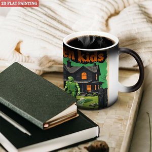 Mug en céramique 2D pour enfants, peinture à changement de couleur, 11 oz, design sensible à la chaleur, Halloween - Product Image 3