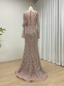 Nouvelle Robe de Mariée Formelle Sirène Grise <span class=keywords><strong>Magnifique</strong></span> MC20062 à Manches Longues, Ornée de Perles et de Paillettes, avec Appliques, Robe de Soirée et de Bal Élégante - Product Image 4