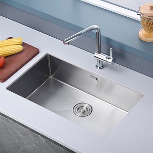 อ่างล้างจานสแตนเลส 304 ป้องกันการเกิดหยดน้ำ หนา 1 มม. ผลิตด้วยมือ สำหรับครัวเรือน อ่างเดี่ยว สำหรับล้างผัก - Product Image 1