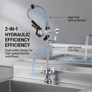 ก๊อกน้ำห้องครัวแบบดึงลงได้พร้อมสายฉีดพ่น ติดตั้งบนเคาน์เตอร์ - Product Image 4