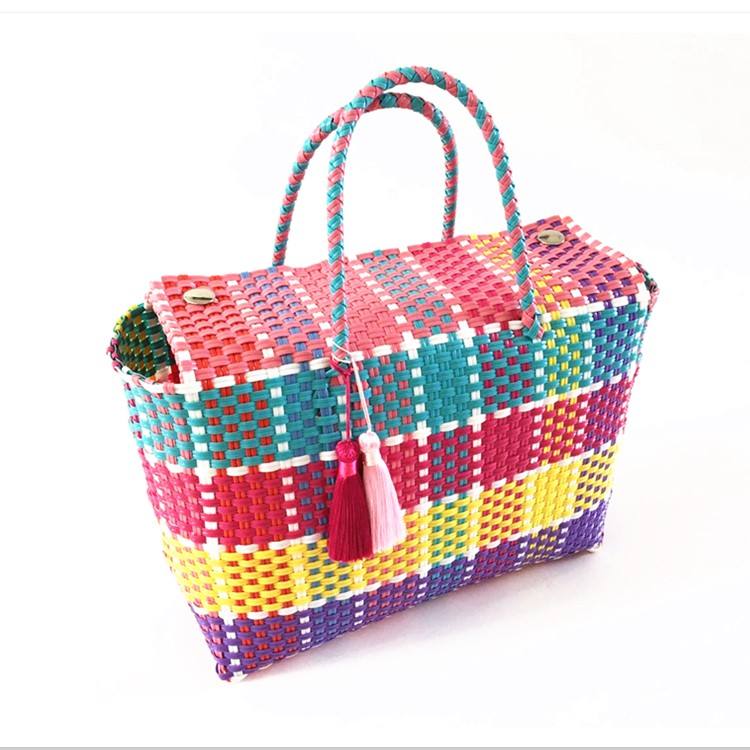 Handmade PP Mexican Handwoven Plastic Beach Bag Durable Stylish