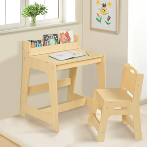 Bán Buôn Toddler Bằng Gỗ Sinh Viên Bàn Trẻ Em Gỗ Nghiên Cứu Bảng Và Ghế <span class=keywords><strong>Set</strong></span> Với Lưu Trữ - Product Image 2