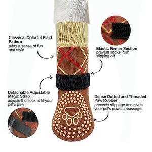 Chaussettes antidérapantes pour chiens, protection des pattes, avec griffes réglables pour chiens de petite, moyenne et grande taille, protection des pattes pour sols durs - Product Image 6