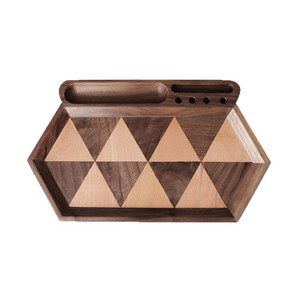 Black Walnut Wood Tobacco Tray With Pipe Holder And Ashtray Traditional Style For Smoking Pipes - Product Image 5