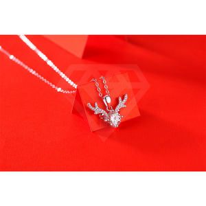 <span class=keywords><strong>Collana</strong></span> pendente in <span class=keywords><strong>argento</strong></span> Sterling popolare <span class=keywords><strong>con</strong></span> <span class=keywords><strong>corno</strong></span> di cervo Moissanite gioielli da sposa - Product Image 4