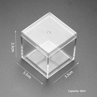 Boîte en plastique transparente carrée de 3,3 cm de qualité alimentaire PS SLH-ZFX-3.3, épaisseur 1,8 mm, mini boîte de rangement pour bijoux et spécimens, vente en gros