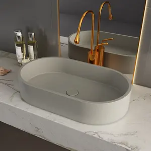 Produit personnalisé Cuvette de salle de bain en ciment au-dessus du comptoir Lavabo à main au-dessus du comptoir Bassin d'art en béton pour évier d'hôtel