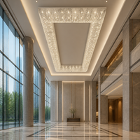 Lustre rectangulaire en cristal de luxe pour hall d'hôtel et salle de banquet, villa, luminaire suspendu LED moderne personnalisable