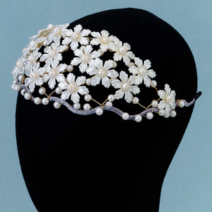 Miallo moda malla diadema hecha a mano perla niñas acrílico flor diadema tocados nupcial <span class=keywords><strong>YiWu</strong></span> accesorios para el cabello al por mayor - Product Image 3