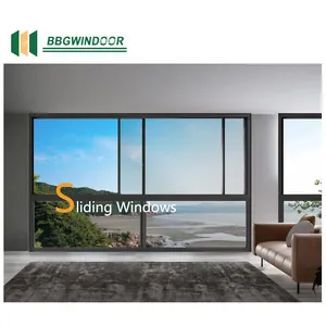 Lukliving Simple Design Aluminum Sliding Window Double Glazed Thermal Break Villa Sliding Windows