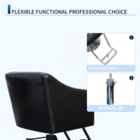 Chaise de barbier professionnelle au design rétro minimaliste, style classique, revêtement en cuir PU, base noire mate, rotation à 360 degrés, pour salon de coiffure