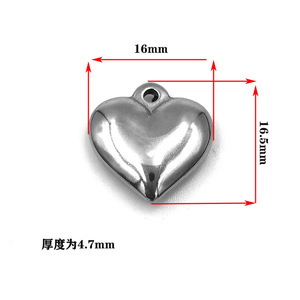 Stainless Steel Heart Pendant 12mm For <b>Bracelet</b> Making Jewelry Findings Component H1067 - Product Image 3