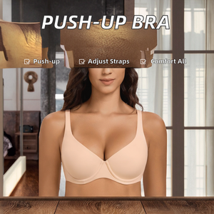 Sujetador push-up transpirable de encaje sólido y suave de nailon y elastano con copa triangular, con aros y tres filas de dos corchetes. - Product Image 2